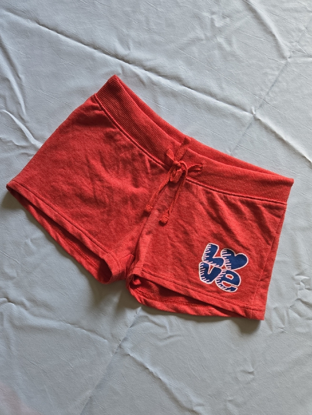 Women's Red Athletic Lounge Shorts with Heart 'Love' Graphic